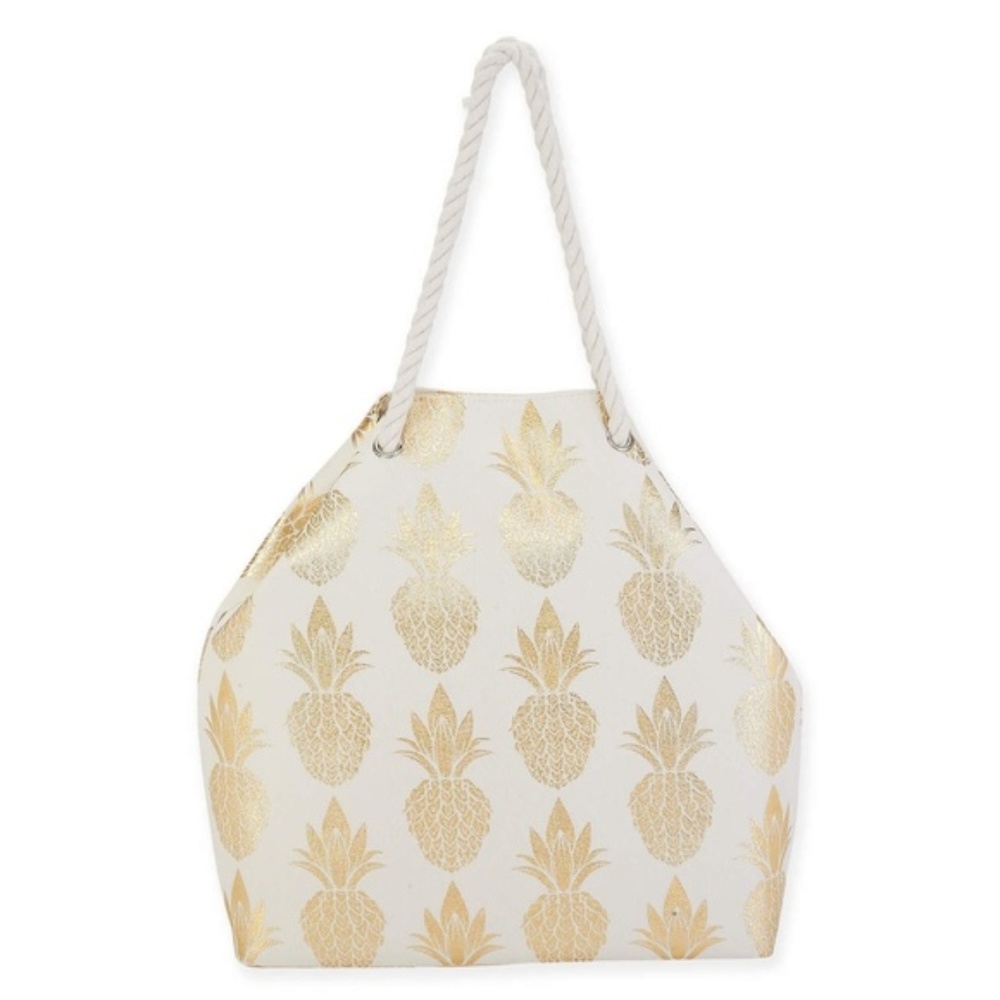 White Oversize Pineapple Beach Tote